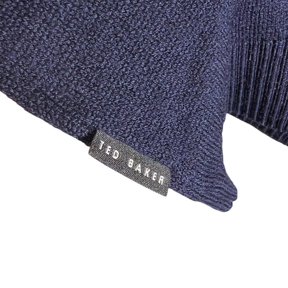 Ted Baker Blue Geometric Pattern Wool Blend Crew … - image 8